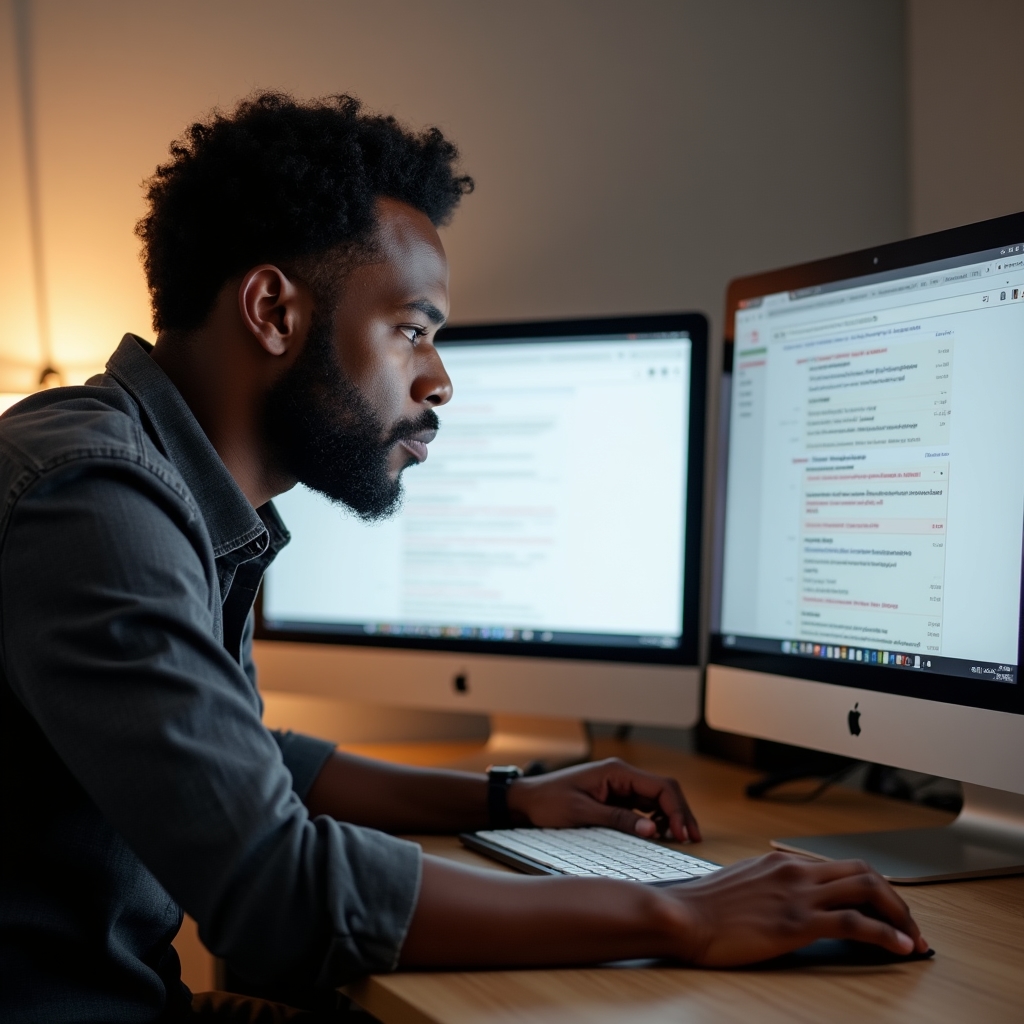 Developer running schema validation tests on multiple browser windows